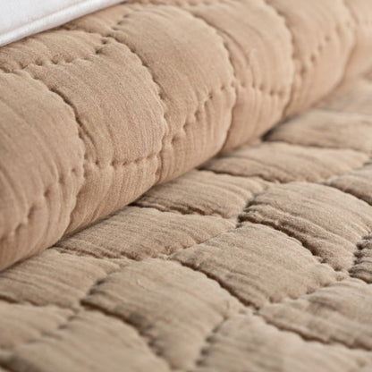 Cloud Hand-Stitched Cotton Quilt Set - Biscuit Beige (King)