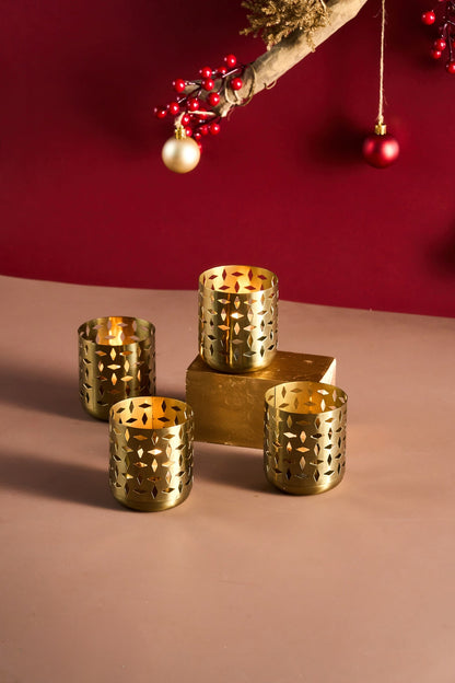 Diamond Cut Gold Votives (Set of 4)