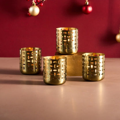 Diamond Cut Gold Votives (Set of 4)