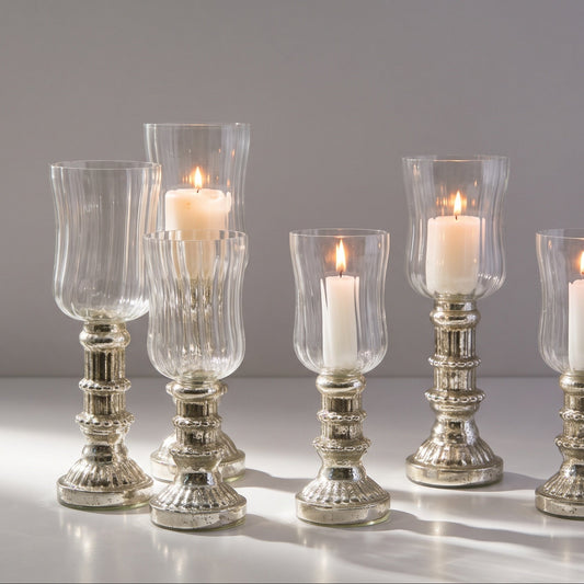 Noor Shamdan Set – Glass Candle Holders with Metallic Base