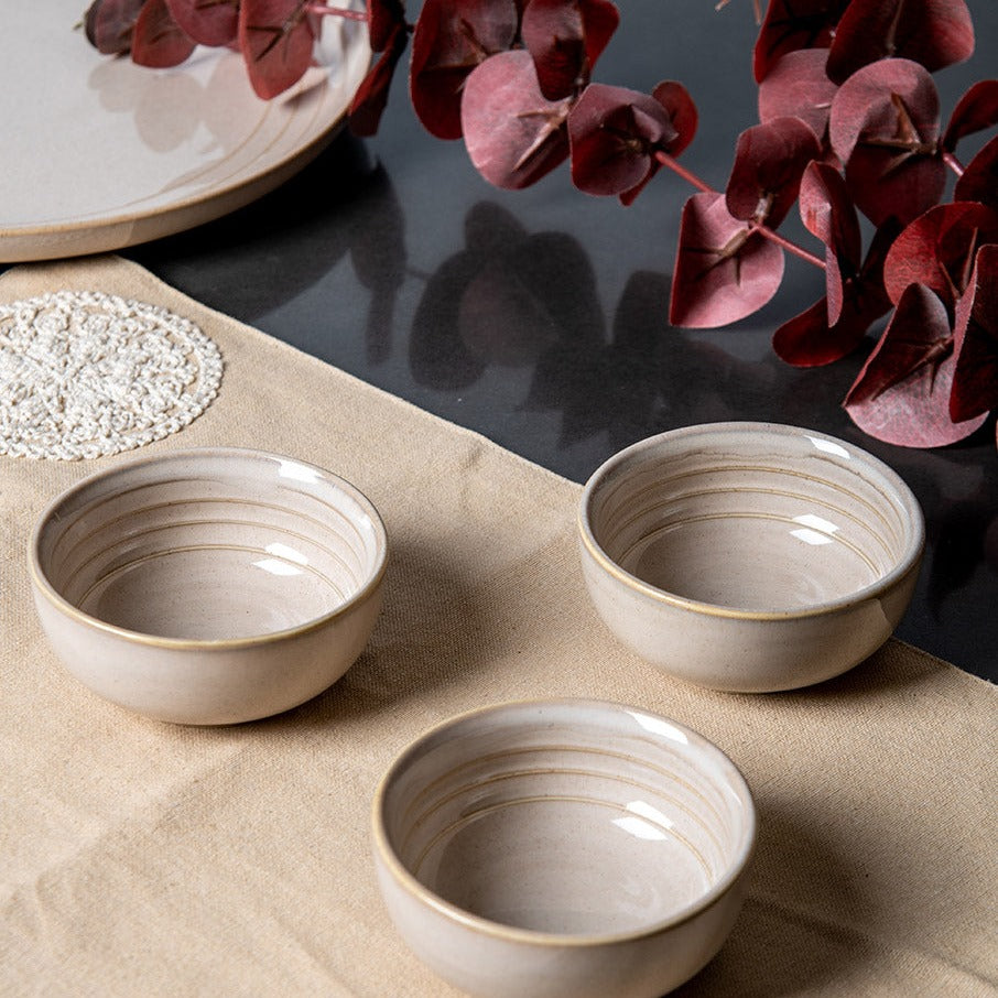 Ecru ivory porcelain katori bowl, 3.6 inch