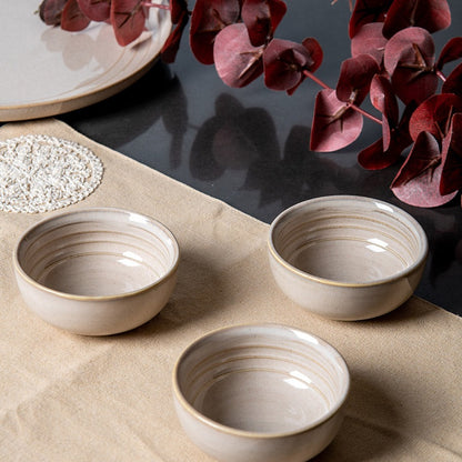 Ecru ivory porcelain katori bowl, 3.6 inch