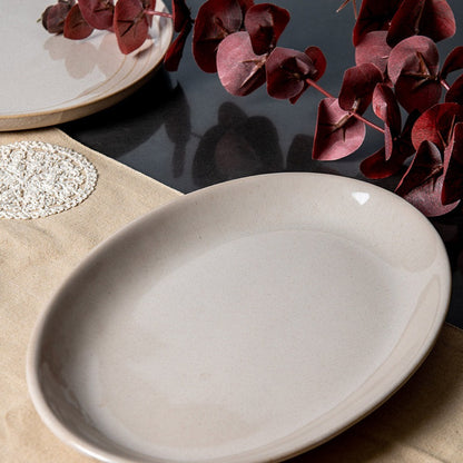 Ecru ivory porcelain oval platter, 12 x 8 inch