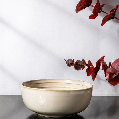 Ecru ivory porcelain serving bowl