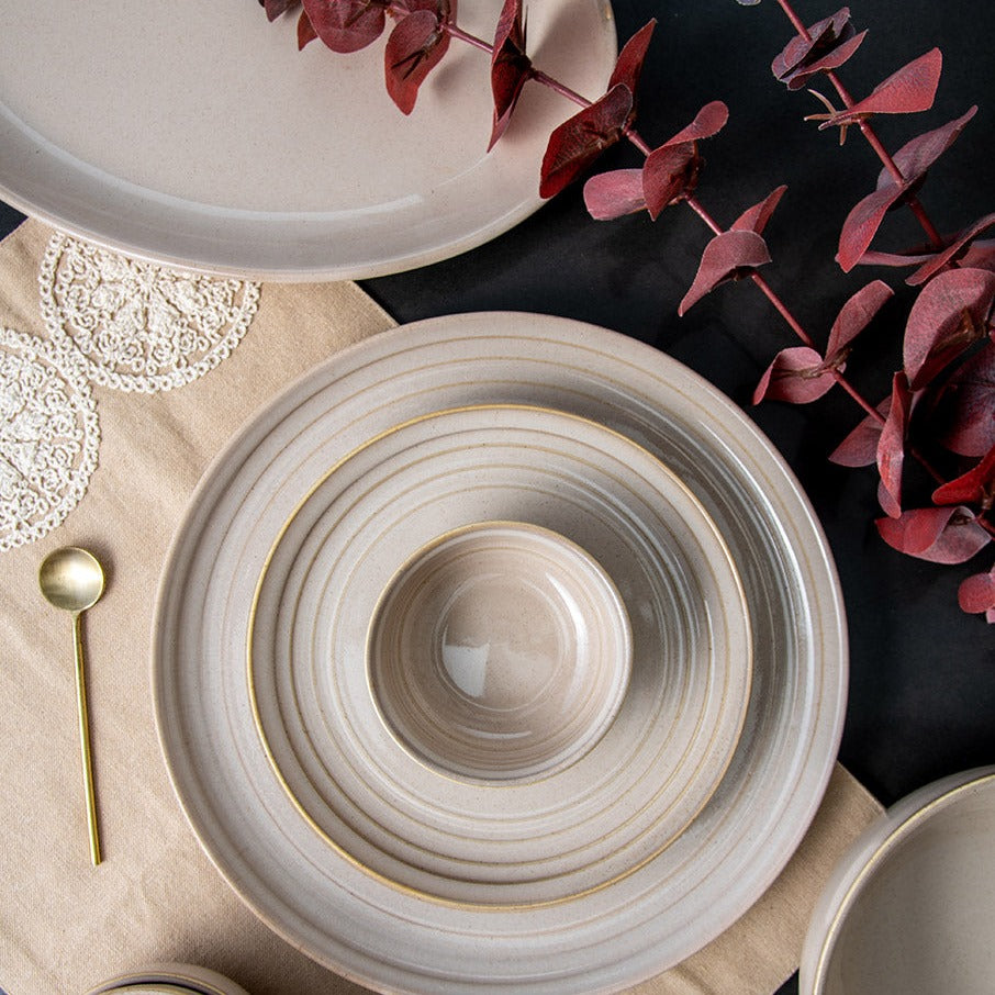 Ecru ivory porcelain dinner set with platter