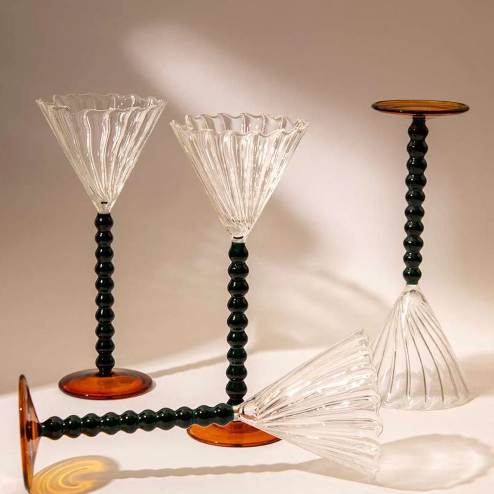 Beaded Stem Martini Glass