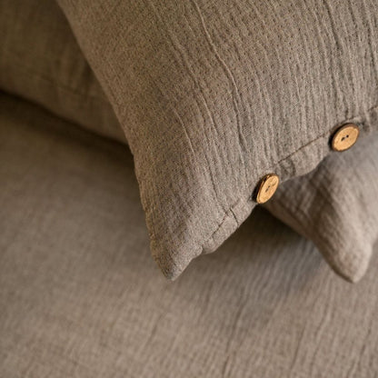 Gauze Reversible Bedspread Set - Taupe