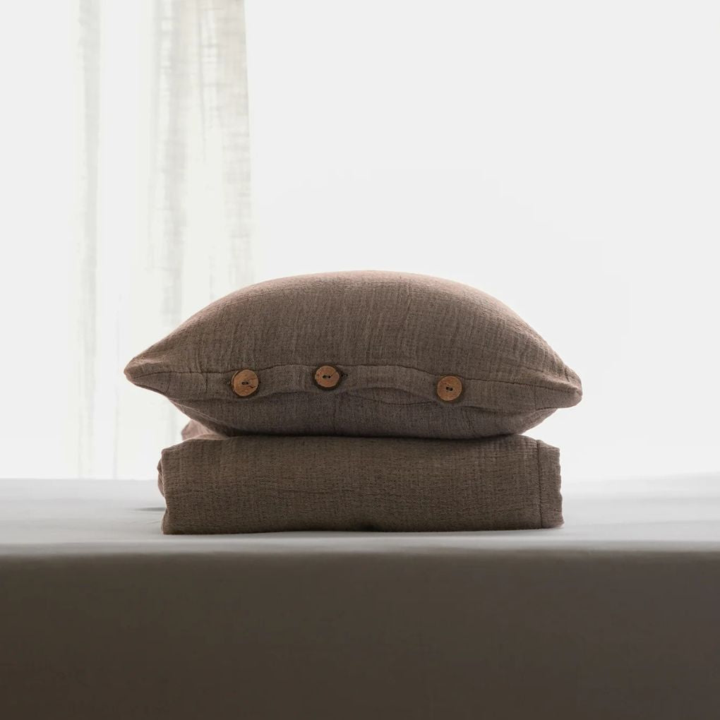 Gauze Reversible Bedspread Set - Taupe