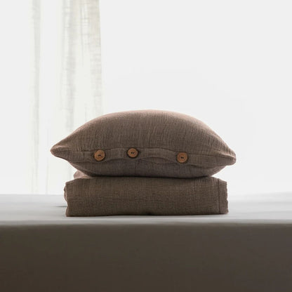 Gauze Reversible Bedspread Set - Taupe