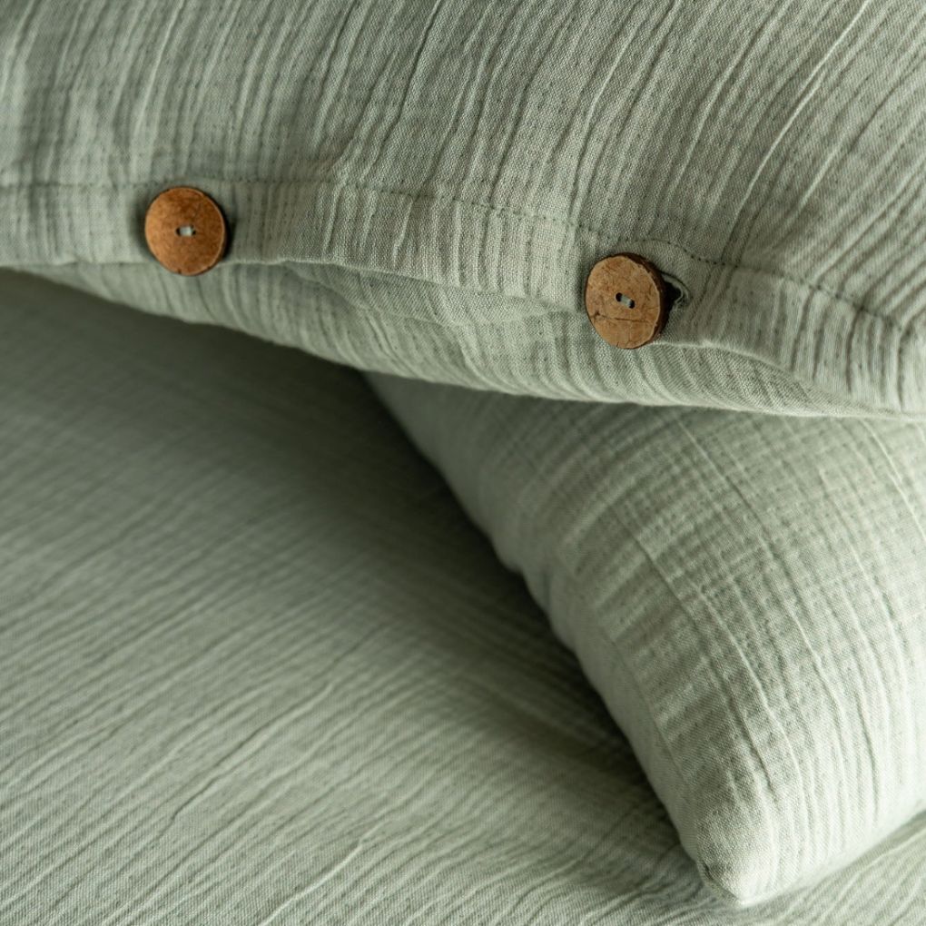 Gauze Reversible Bedspread Set - Sage Green