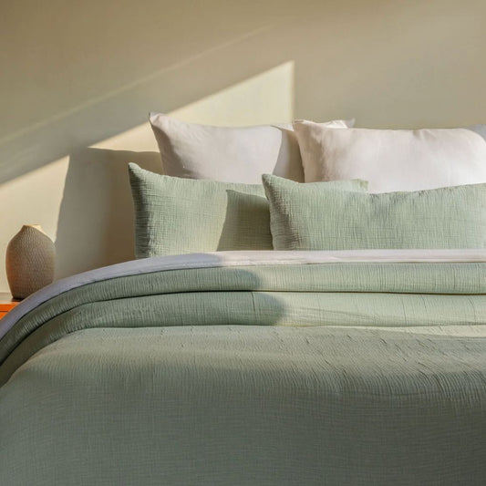 Gauze Reversible Bedspread Set - Sage Green