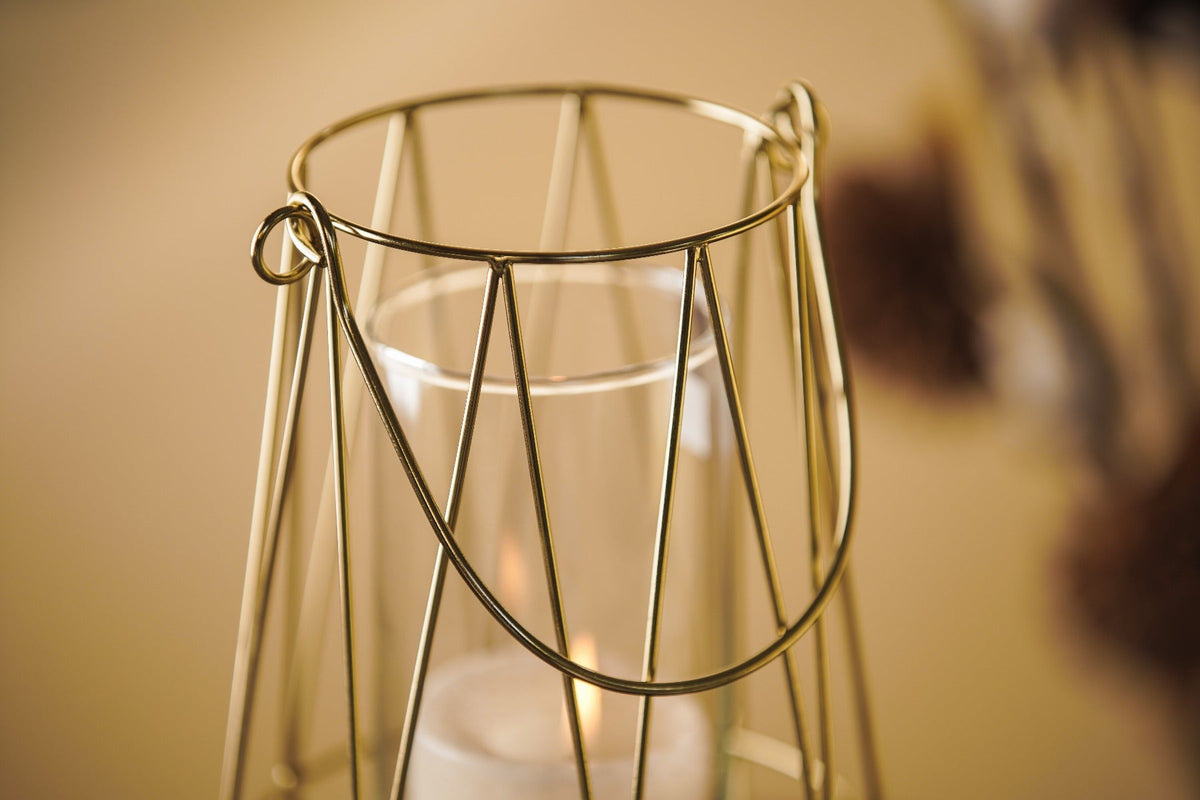 Geometric Gold Wire Lantern