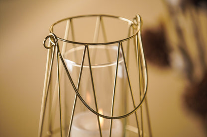 Geometric Gold Wire Lantern