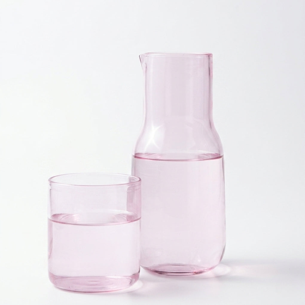Eva Carafe – Pink Glass Water Set (Carafe + Glass)