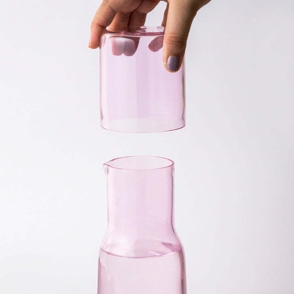 Eva Carafe – Pink Glass Water Set (Carafe + Glass)