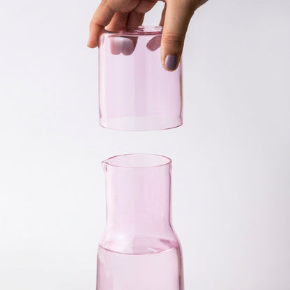 Eva Carafe – Pink Glass Water Set (Carafe + Glass)