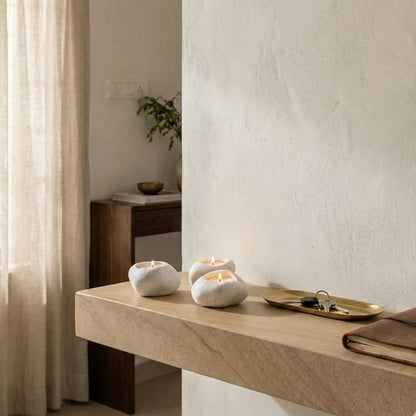 The Pebble Tea Light Holder | Organic River Stone Candle Stand