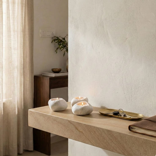 The Pebble Tea Light Holder | Organic River Stone Candle Stand