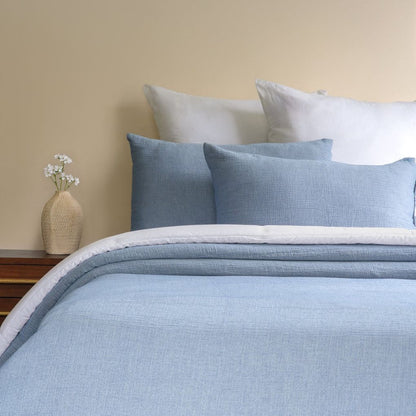 Gauze Reversible Bedspread Set - Blue