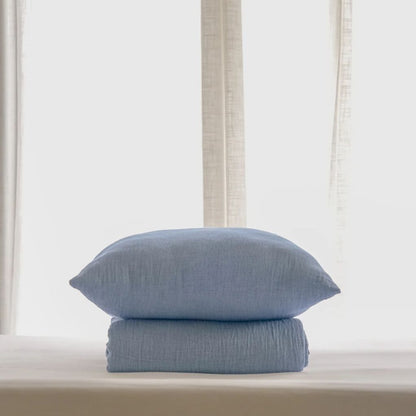Gauze Reversible Bedspread Set - Blue