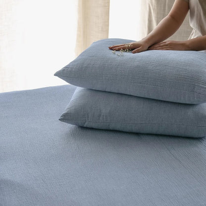 Gauze Reversible Bedspread Set - Blue