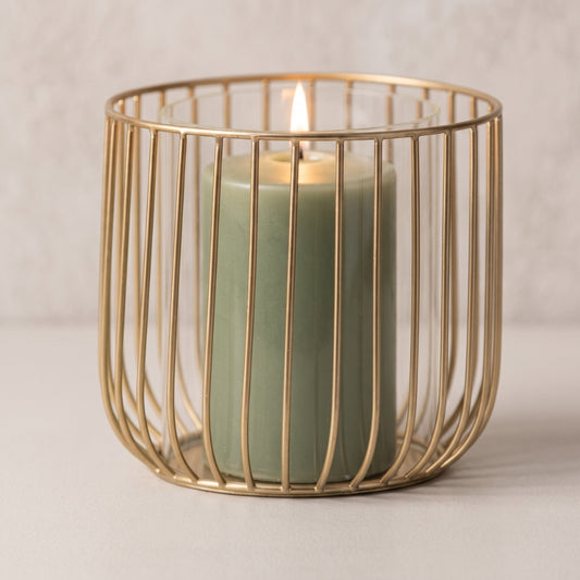 Gold Wire Hurricane Candle Holder