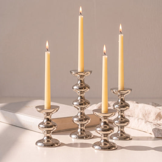 Tiered Elegance Silver Candle Holders (Set of 3)