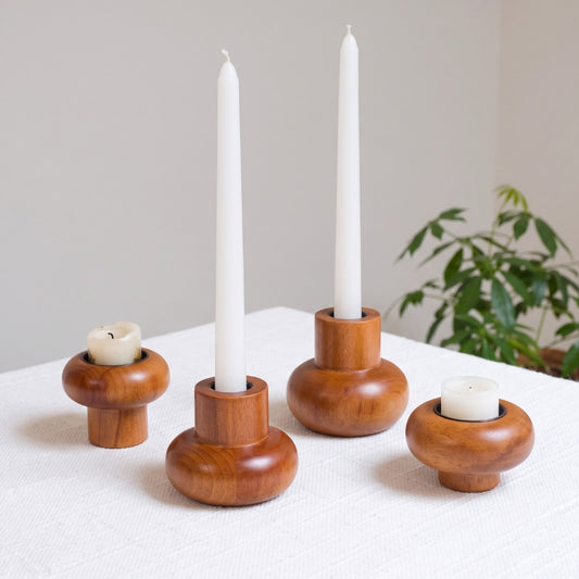 Two-Way Solid Wood Candle Holders (Set of 4)