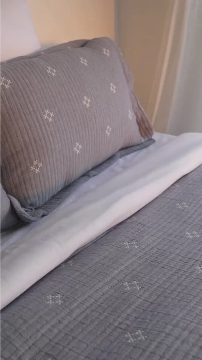 Speckle Reversible Bedspread Set - Light Blue