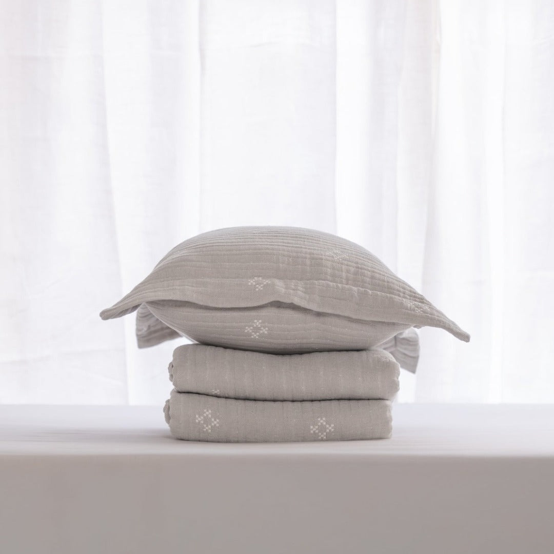 Speckle Reversible Bedspread Set - Grey