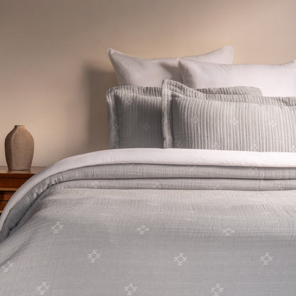 Speckle Reversible Bedspread Set - Grey