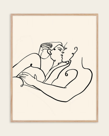 The Kiss — Line Art — Figurative wall art print