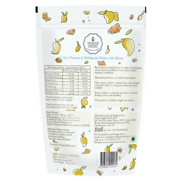 Monsoon Harvest Oat Clusters & Multi-Grain Flakes With Mango - 350g