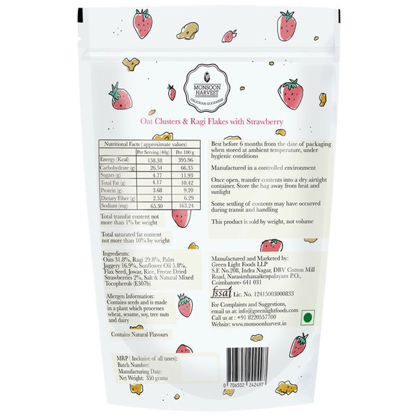 Monsoon Harvest Oat Clusters & Ragi Flakes with Strawberry - 350g