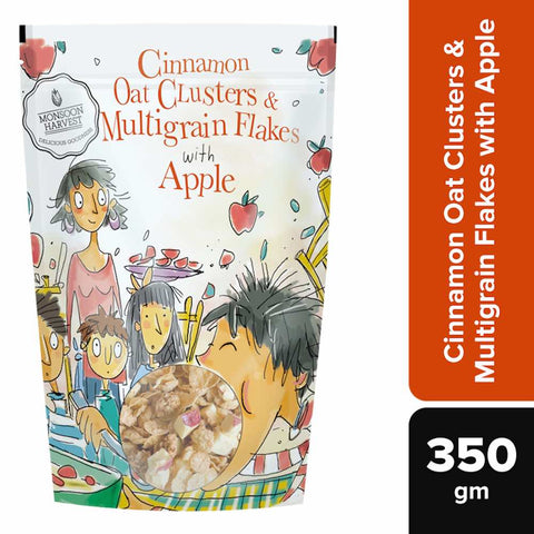 Monsoon Harvest Cinnamon Oat Clusters & Multi-Grain Flakes With Apple - 350g
