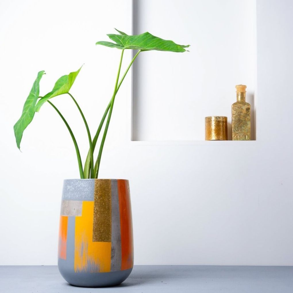Medium Concrete Parabola Planter - Multi Colour