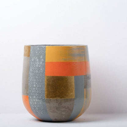 Medium Concrete Ovate Planter - Multi Colour