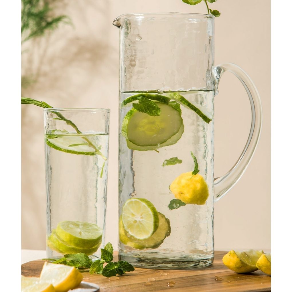 Hammered Pitcher & Glass Set