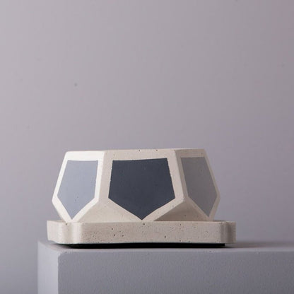 Small Concrete T-Mark Planter With Base - Grey