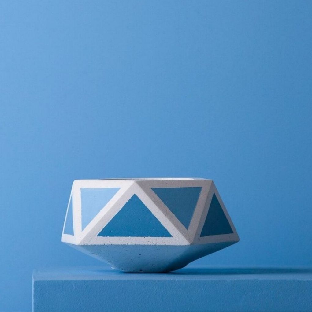 Small Concrete Floater Planter - Blue