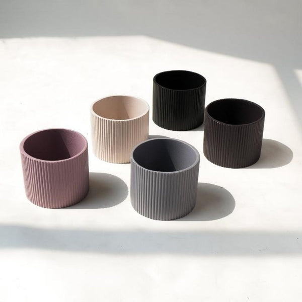 Small Fluted Planter - Grey