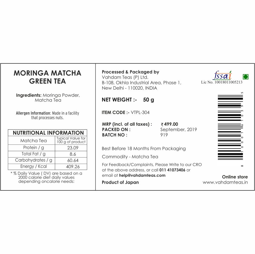 Buy VAHDAM Moringa Matcha Green Tea Powder Online Popyuli