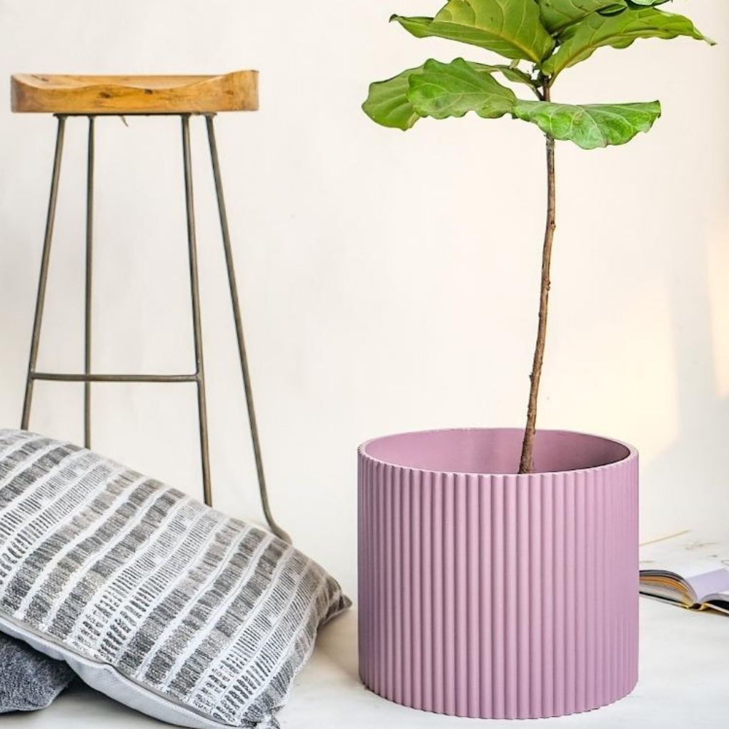 Large Fluted Planter - Nude Pink