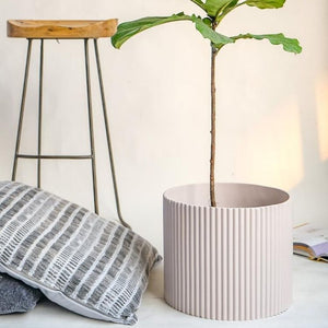 Large Fluted Planter - Beige