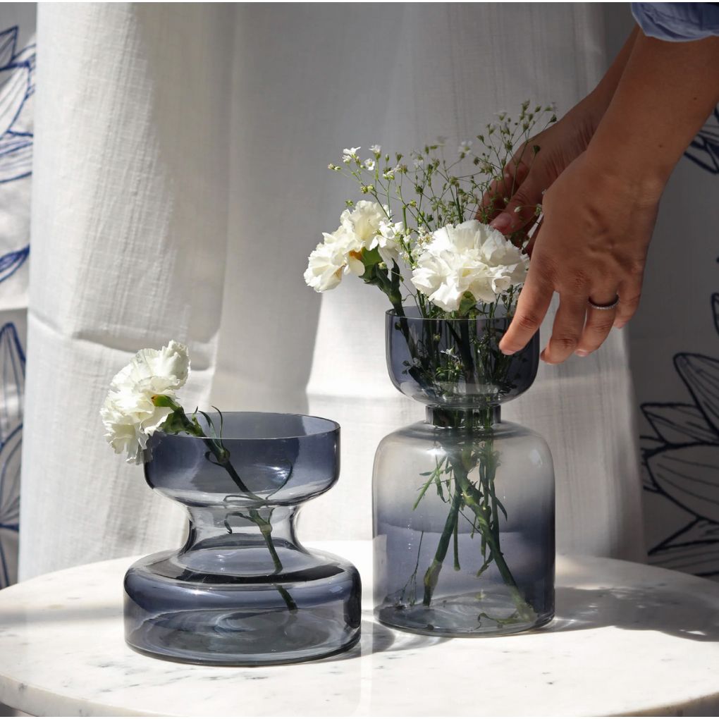 Grey Glass Flower Vase | Size Options Available