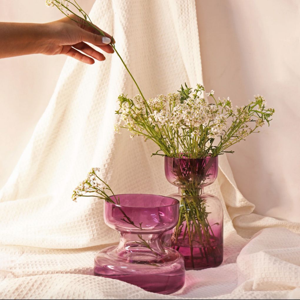 Lilac Glass Flower Vase | Size Options Available
