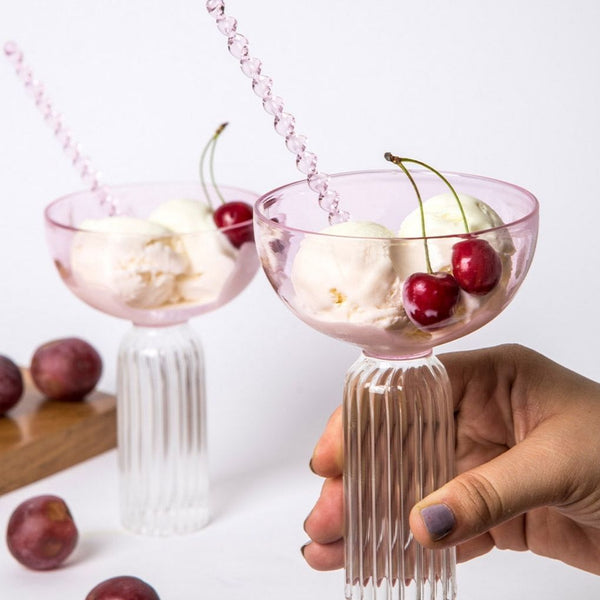 Roseate Glass Ice Cream / Dessert Bowl