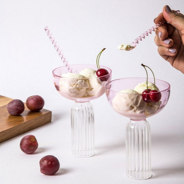 Roseate Glass Ice Cream / Dessert Bowl