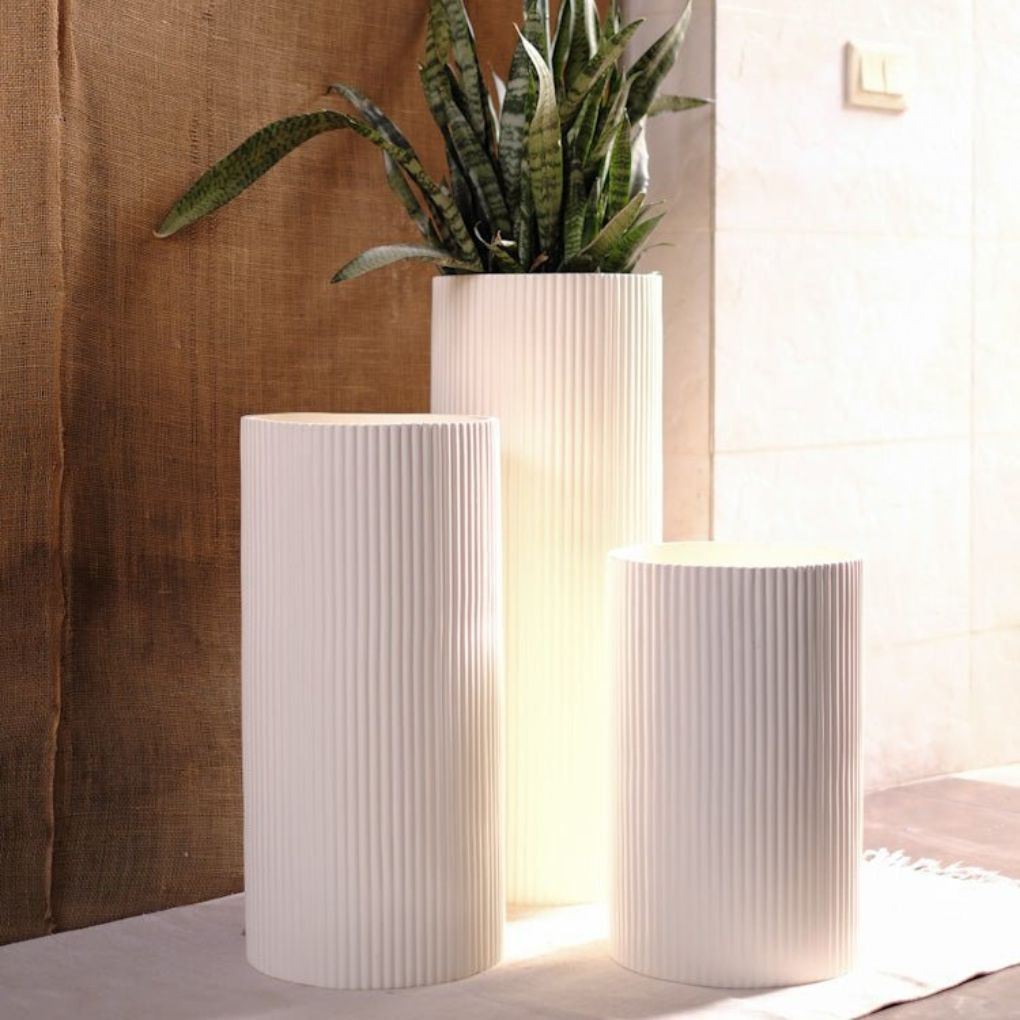 Medium Fluted Planter | Tall | Available In 3 Colours