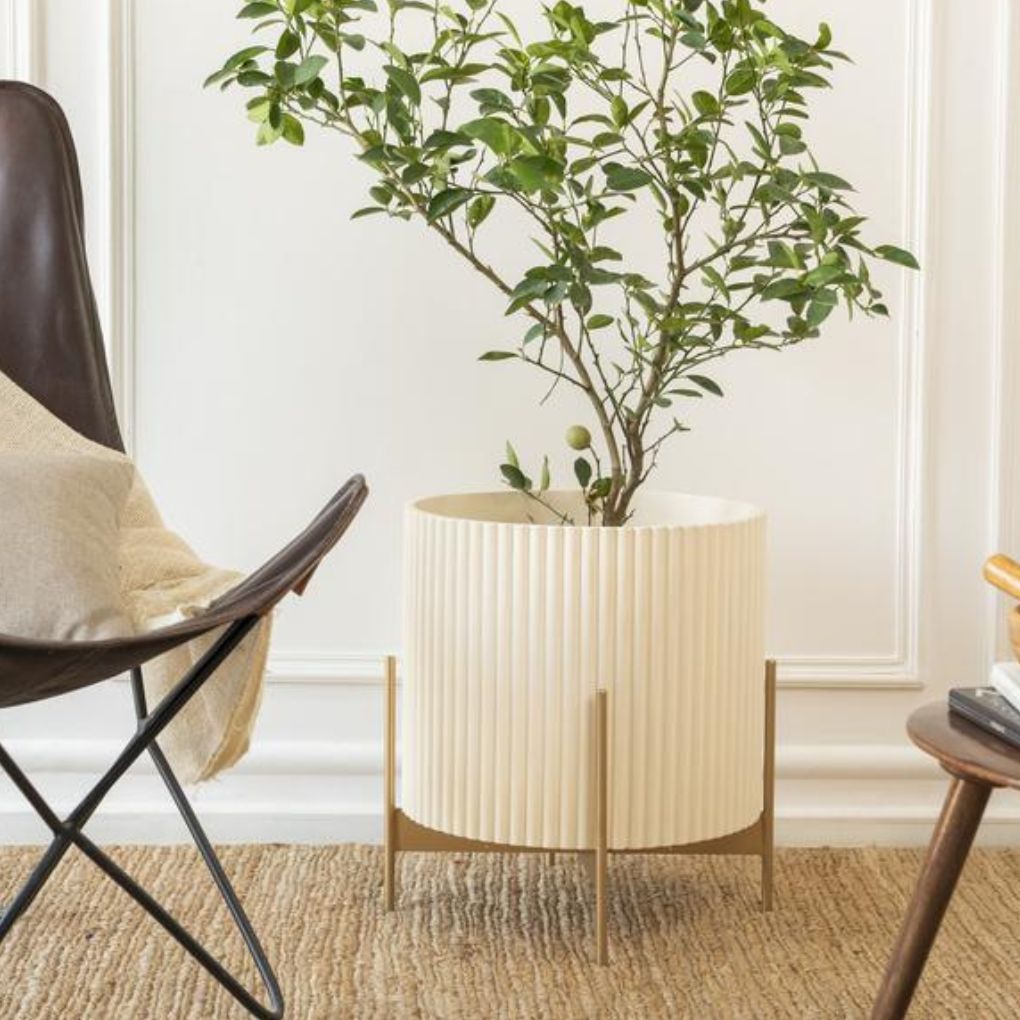 Extra Large Fluted Planter With Stand | Colours Available